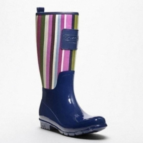 Coach Pearl Multicolor/ Ink Rain Boots Size 6
